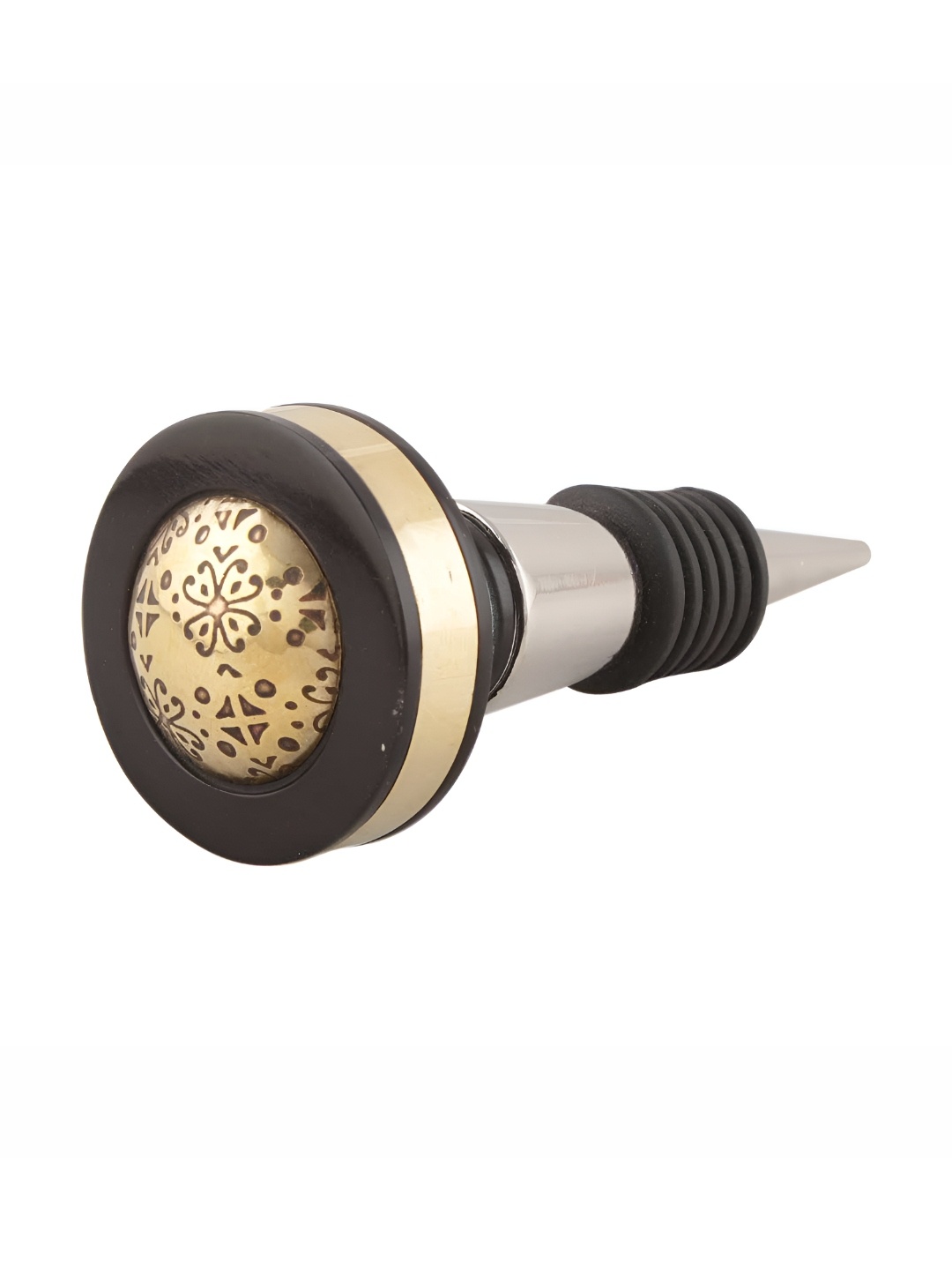 

Indianshelf Black and Gold-Toned Flower Printed Resin Wine Bottle Stopper