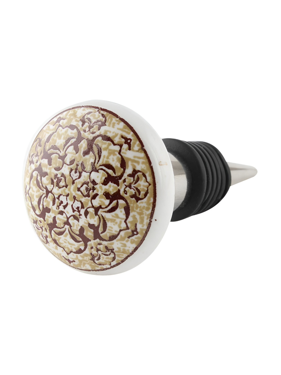 

Indianshelf Red & White Printed Ceramic Wine Bottle Stopper