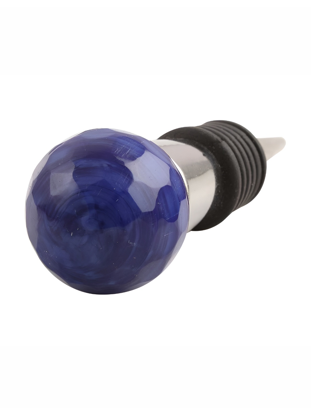 

Indianshelf Blue & Silver-Toned Glossy Round Glass Wine Bottle Stopper