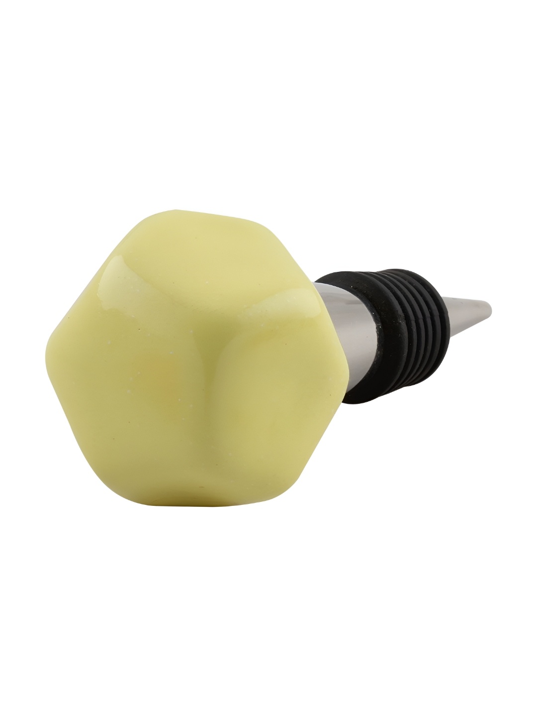 Indianshelf Yellow and Silver-Toned Ceramic Wine Bottle Stopper