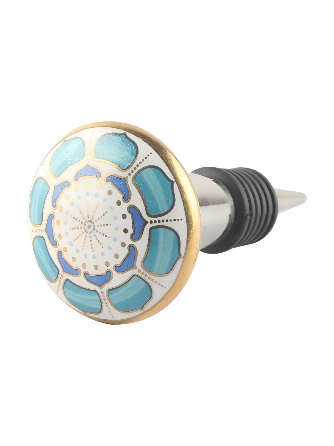 

Indianshelf Turquoise Blue & White Printed Ceramic Wine Bottle Stopper