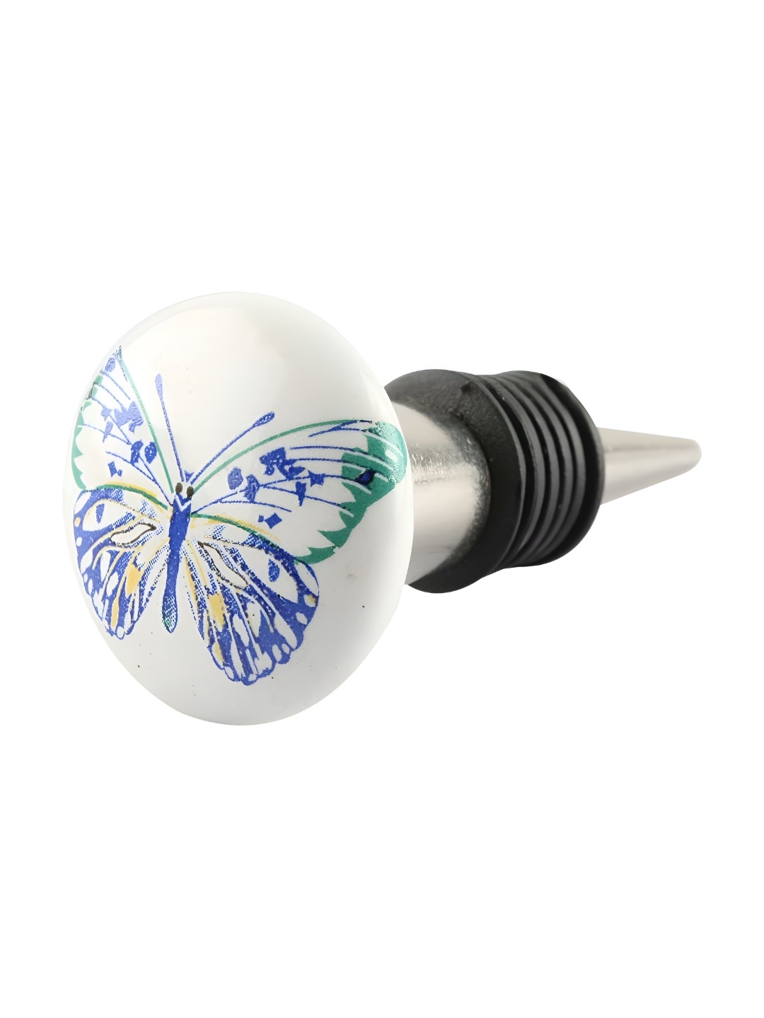 

Indianshelf Blue & White Butterfly Printed Ceramic Wine Bottle Stopper