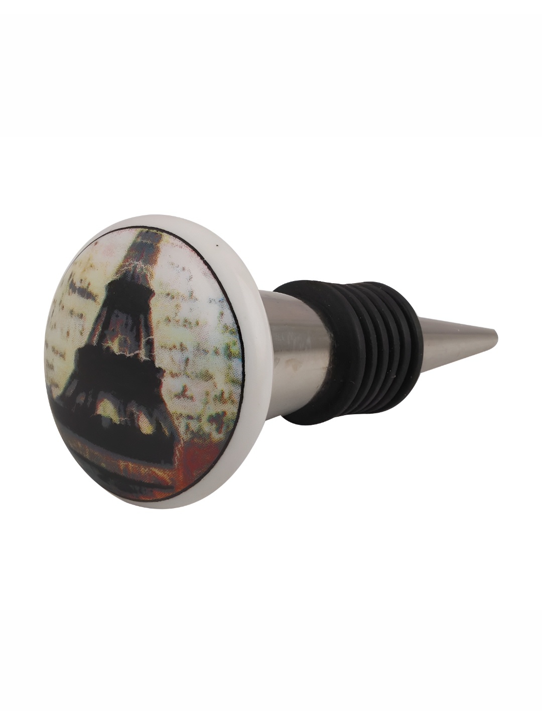 

Indianshelf White & Black Tower Printed Ceramic Wine Bottle Stopper