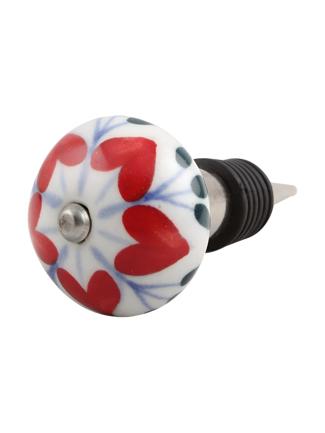 

Indianshelf White and Red Flower Printed Ceramic Wine Bottle Stopper