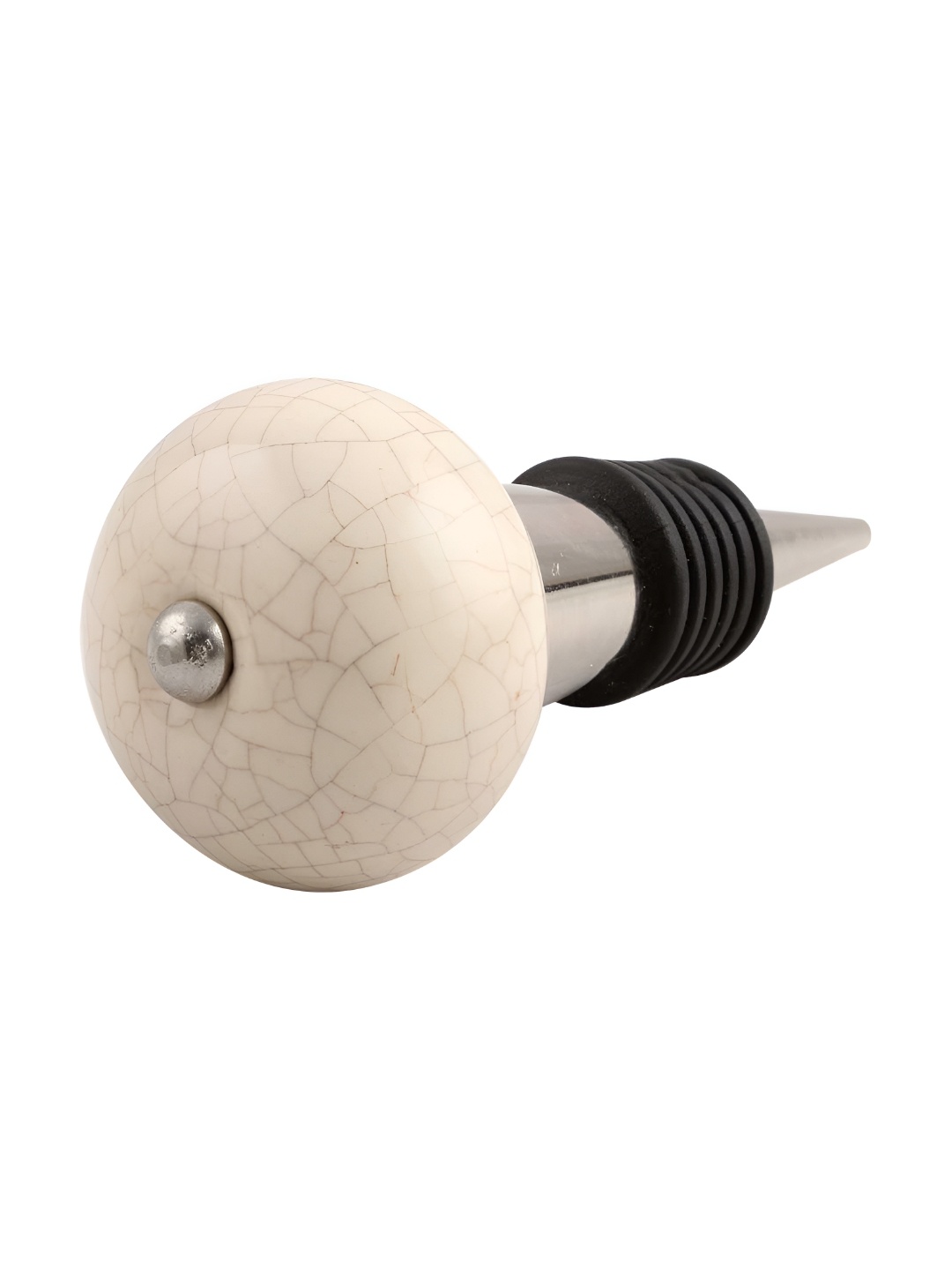 

Indianshelf Beige and Silver-Toned Round Ceramic Wine Bottle Stopper