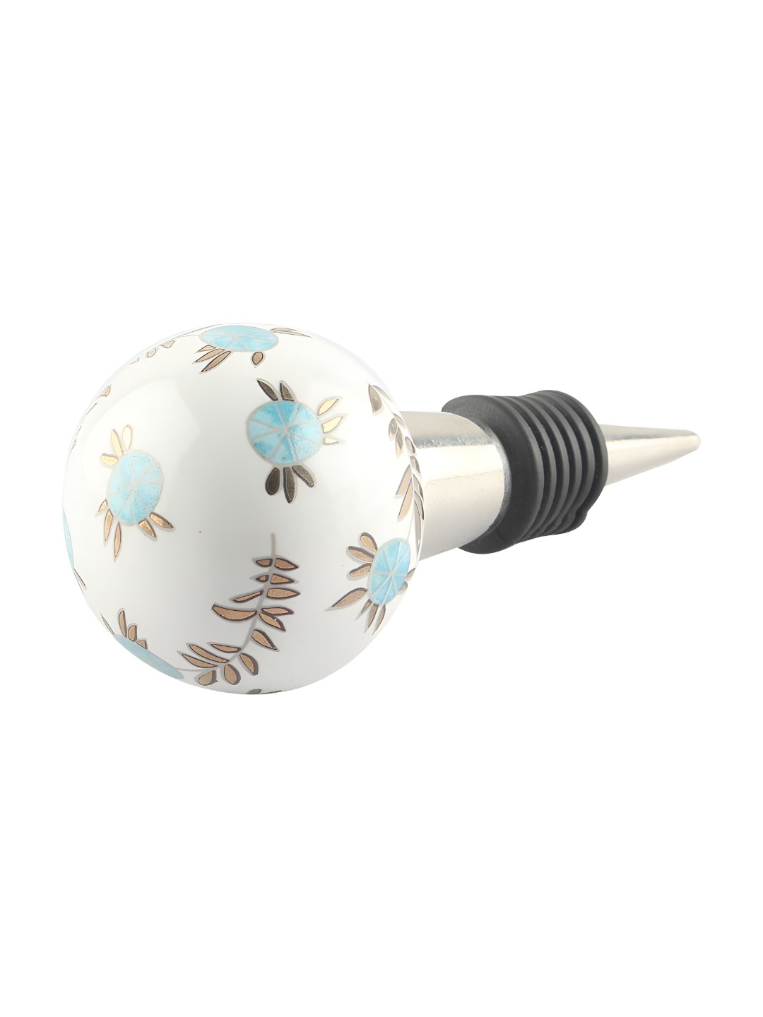 

Indianshelf White & Blue Printed Ceramic Wine Bottle Stopper
