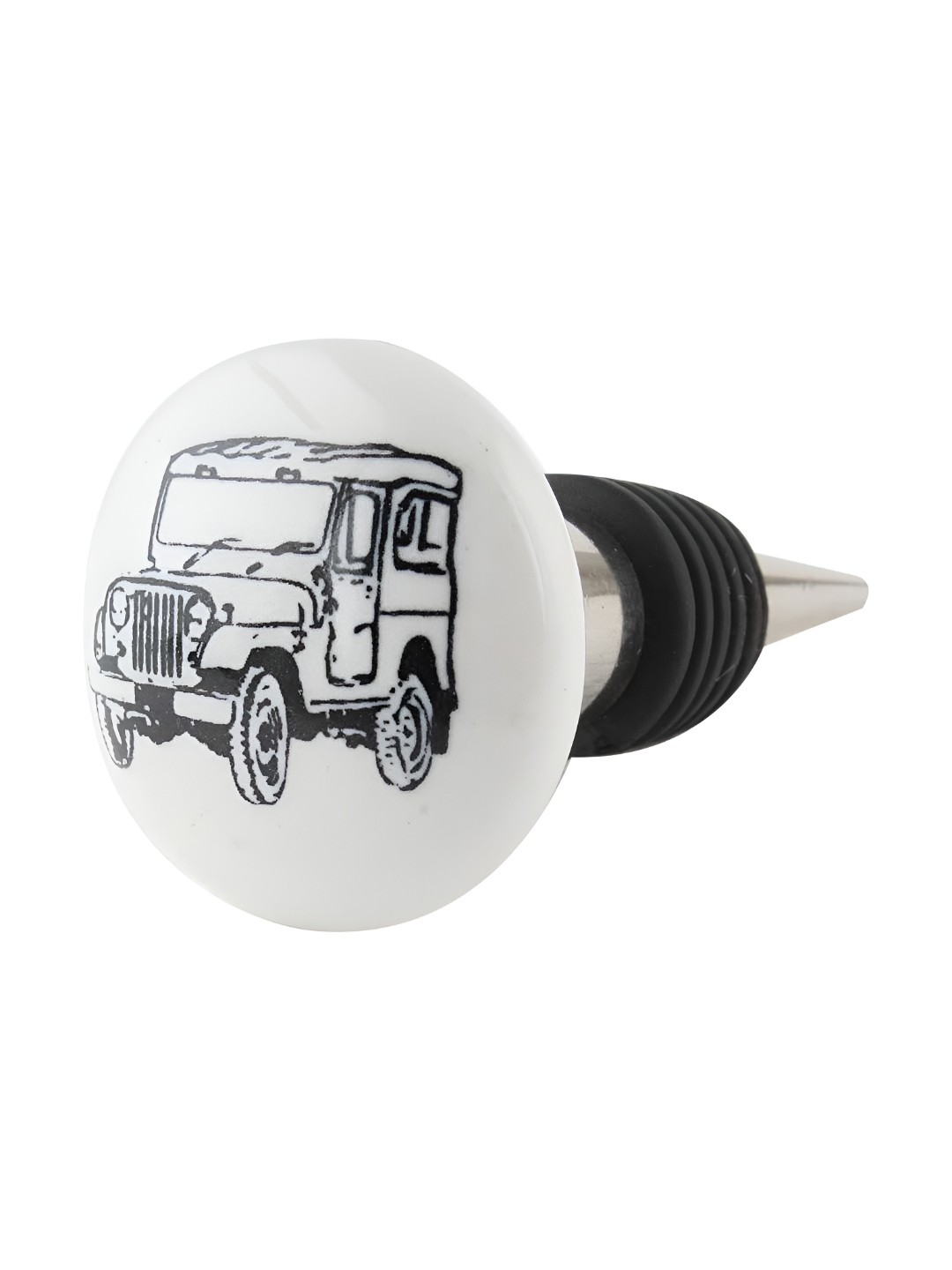 

Indianshelf Black & White Printed Ceramic Wine Bottle Stopper