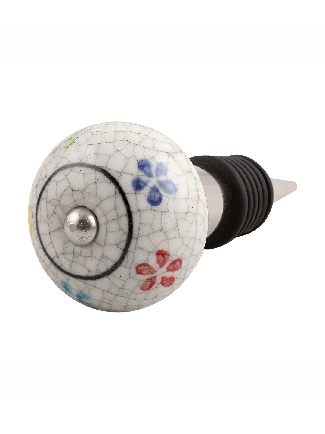 

Indianshelf White & Blue Floral Printed Ceramic Wine Bottle Stopper