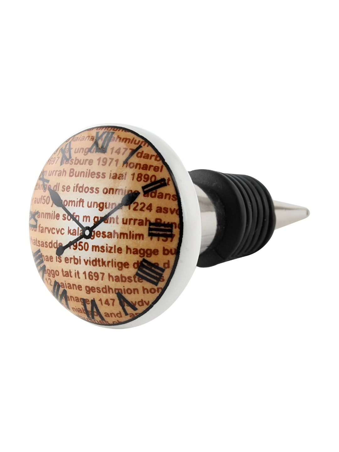 

Indianshelf Brown & Silver Toned Printed Ceramic Wine Bottle Stopper