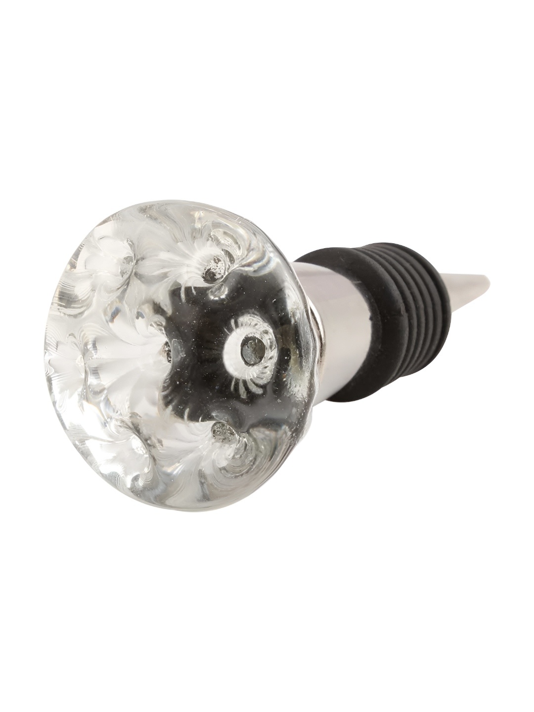 

Indianshelf Transparent and Black Hole Oval Glass Wine Bottle Stopper