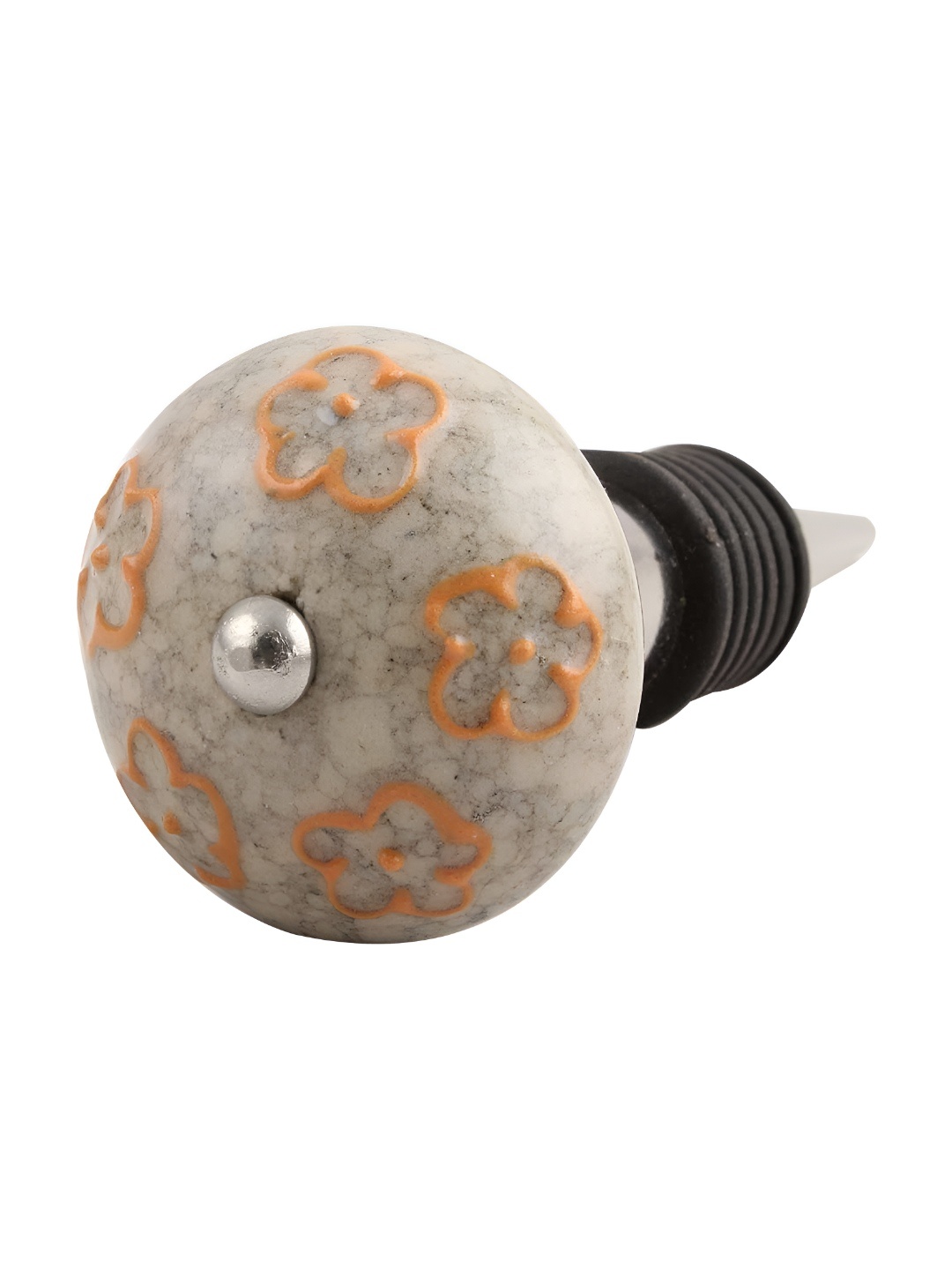 

Indianshelf Mustard & Grey Floral Printed Ceramic Wine Bottle Stopper
