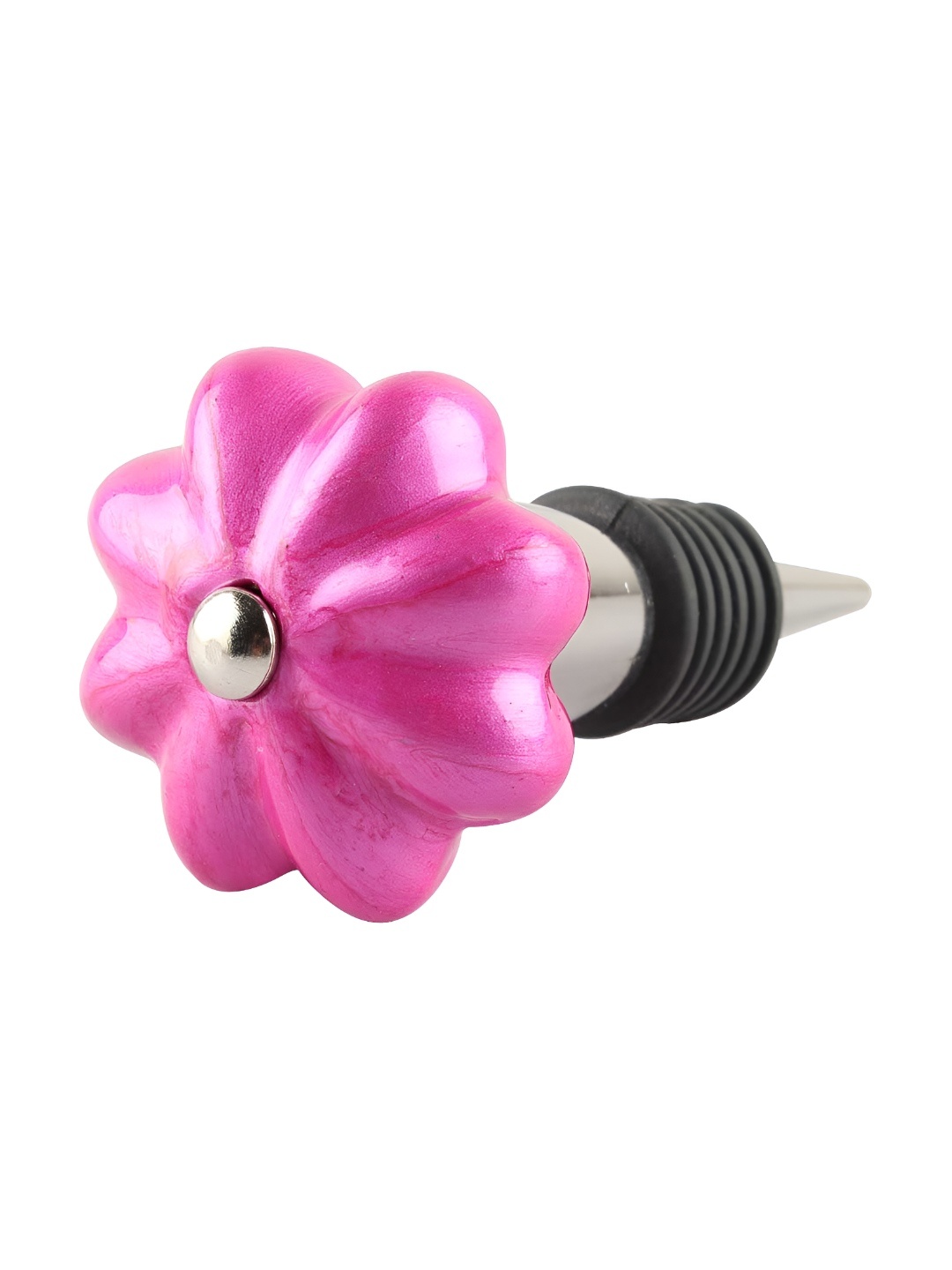 

Indianshelf Pink and Silver-Toned Floral Textured Ceramic Wine Bottle Stopper