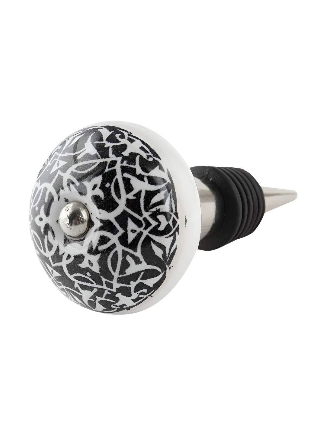 

Indianshelf Floral Wine White & Black Ceramic Wine Bottle Stopper