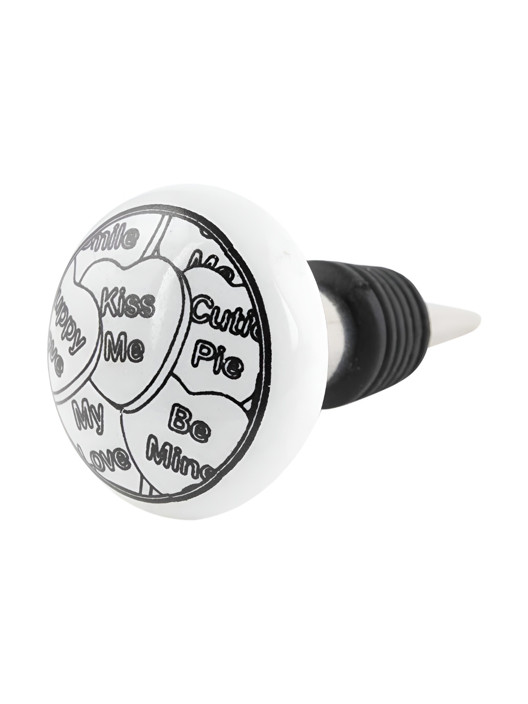 

Indianshelf Black & White Printed Ceramic Wine Bottle Stopper