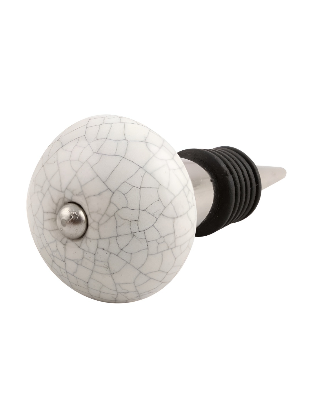 

Indianshelf White and Black Crackle Printed Ceramic Wine Bottle Stopper