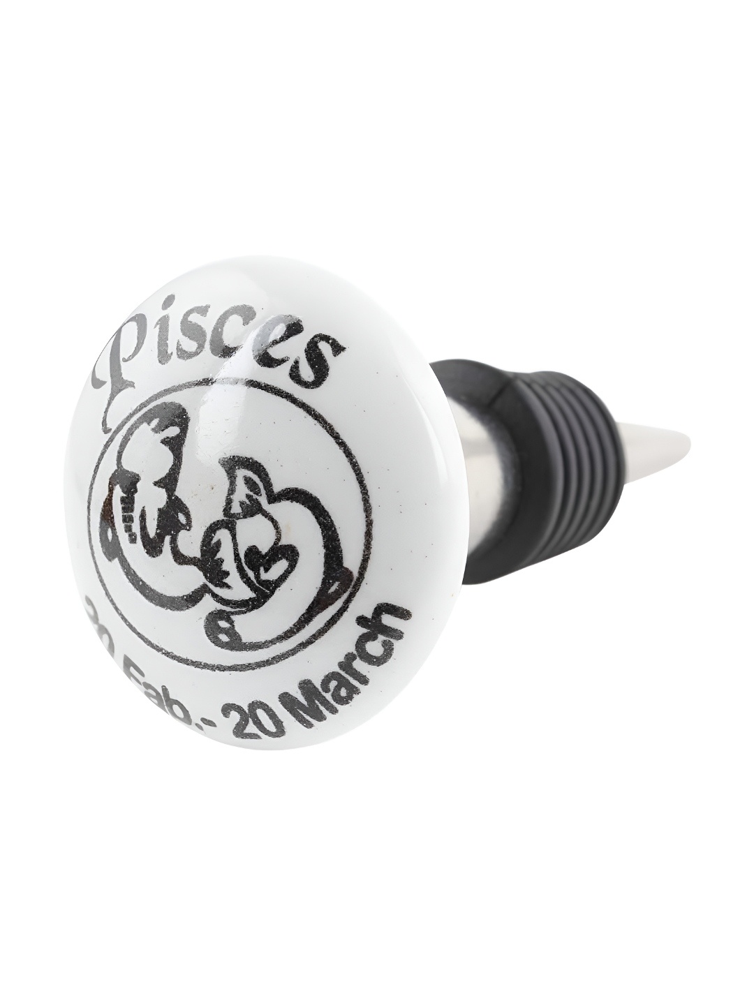 

Indianshelf Black and White Pisces Flat Printed Ceramic Wine Bottle Stopper