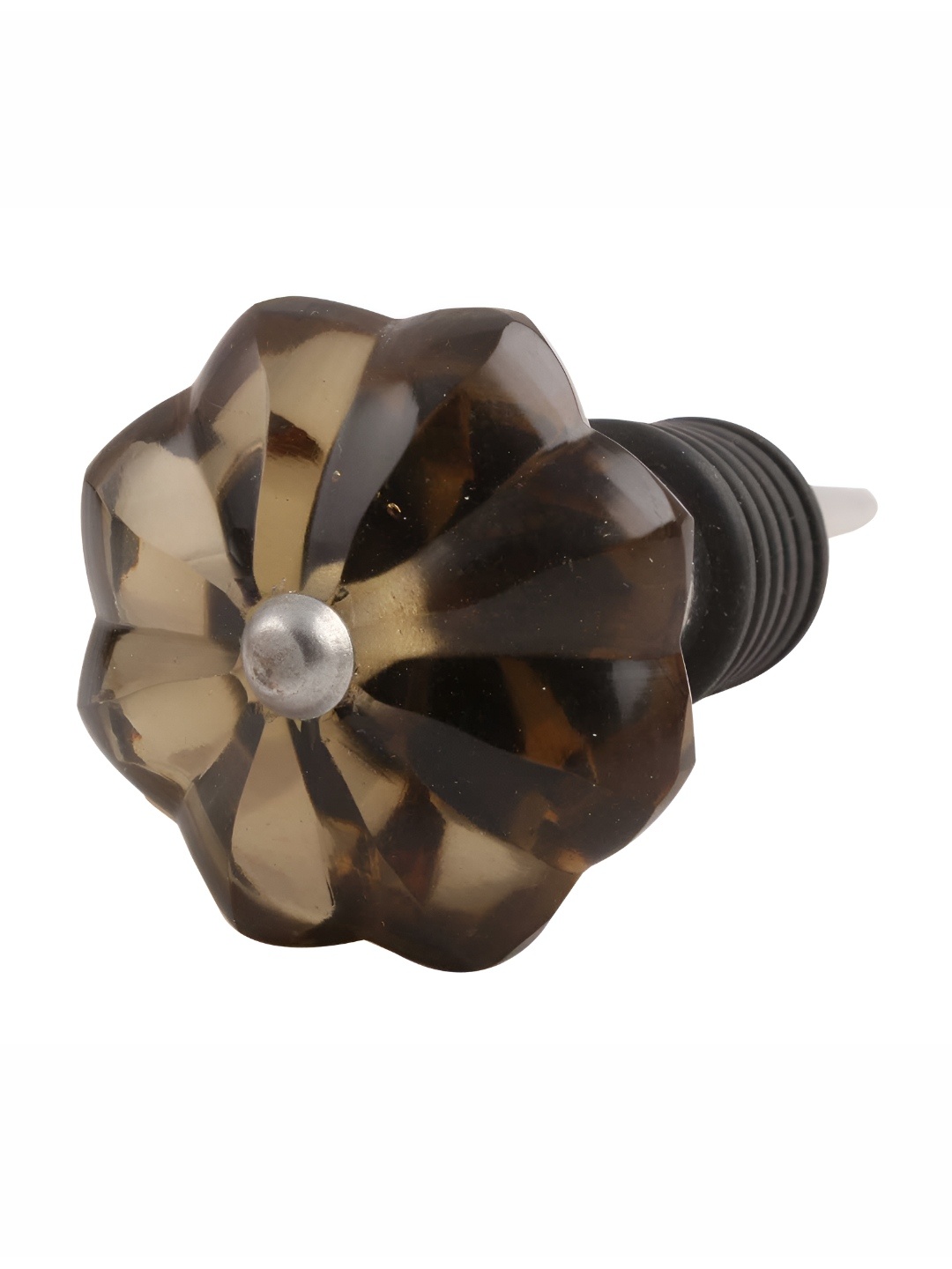 

Indianshelf Brown & Silver-Toned Melon Flower Glass Wine Bottle Stopper