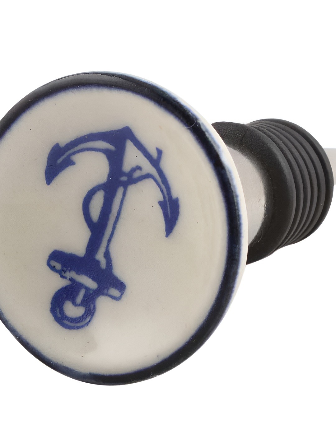 

Indianshelf White & Blue Anchor Printed Ceramic Wine Bottle Stopper