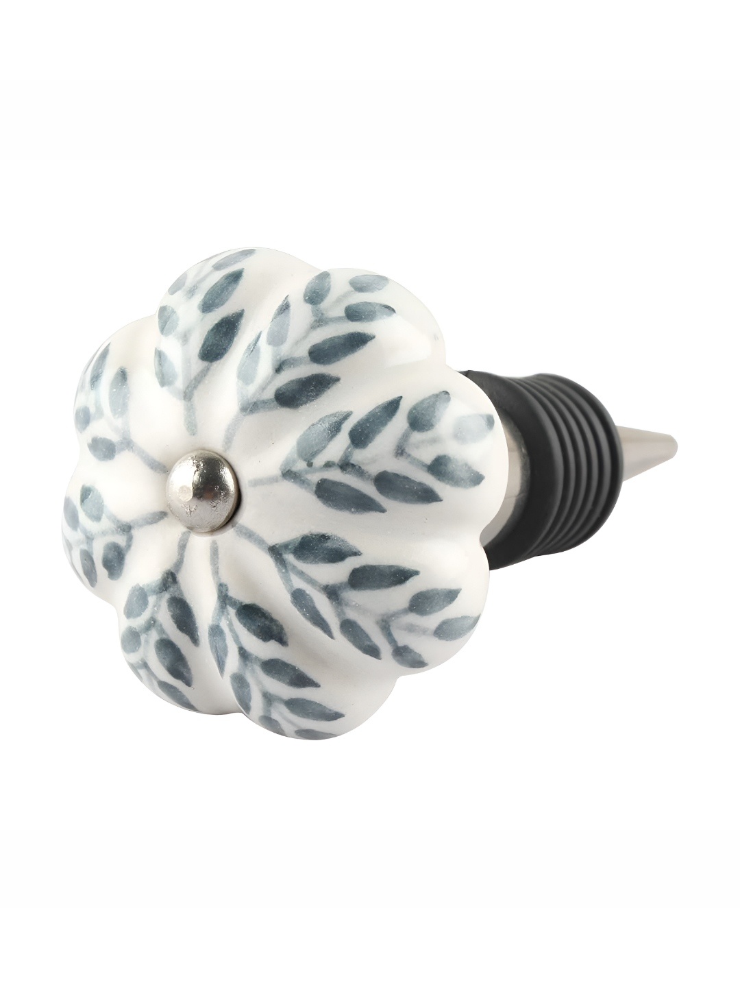 

Indianshelf Grey & White Floral Printed Ceramic Wine Bottle Stopper