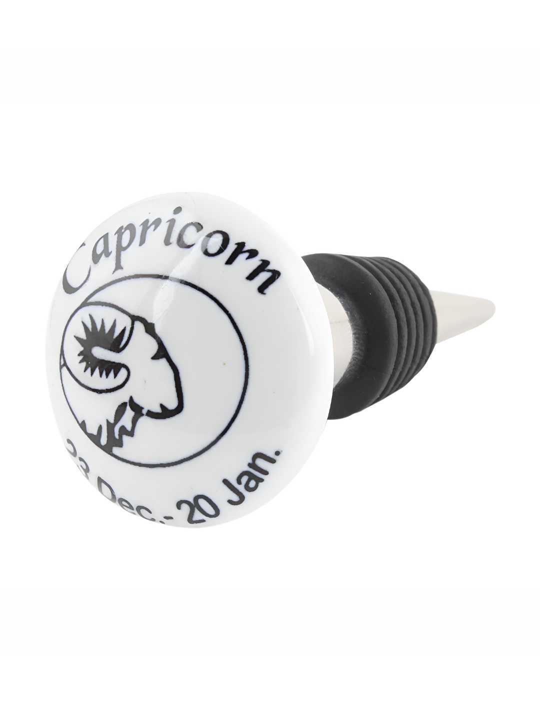 

Indianshelf Black and White Capricon Printed Ceramic Wine Bottle Stopper