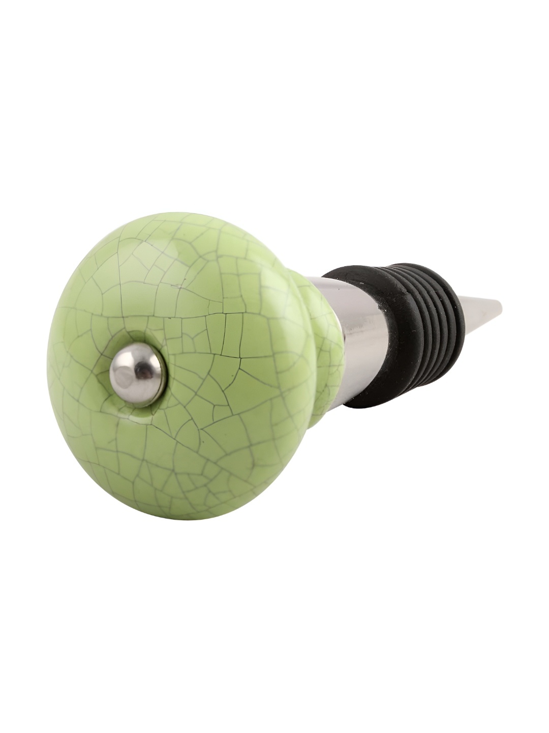 

Indianshelf Green and Silver-Toned Crackle Printed Ceramic Wine Bottle Stopper