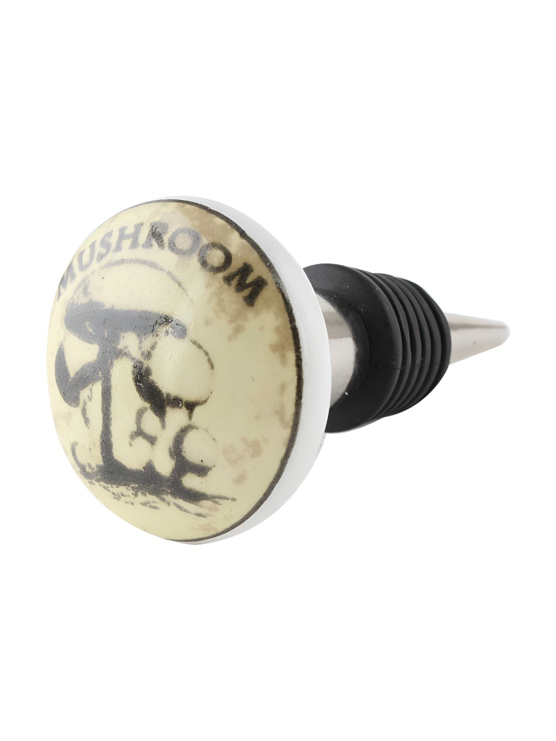 

Indianshelf Beige & Silver Toned Printed Ceramic Wine Bottle Stopper