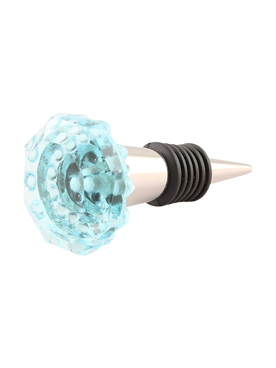 

Indianshelf White and Black Octagon Textured Glass Wine Bottle Stopper, Blue