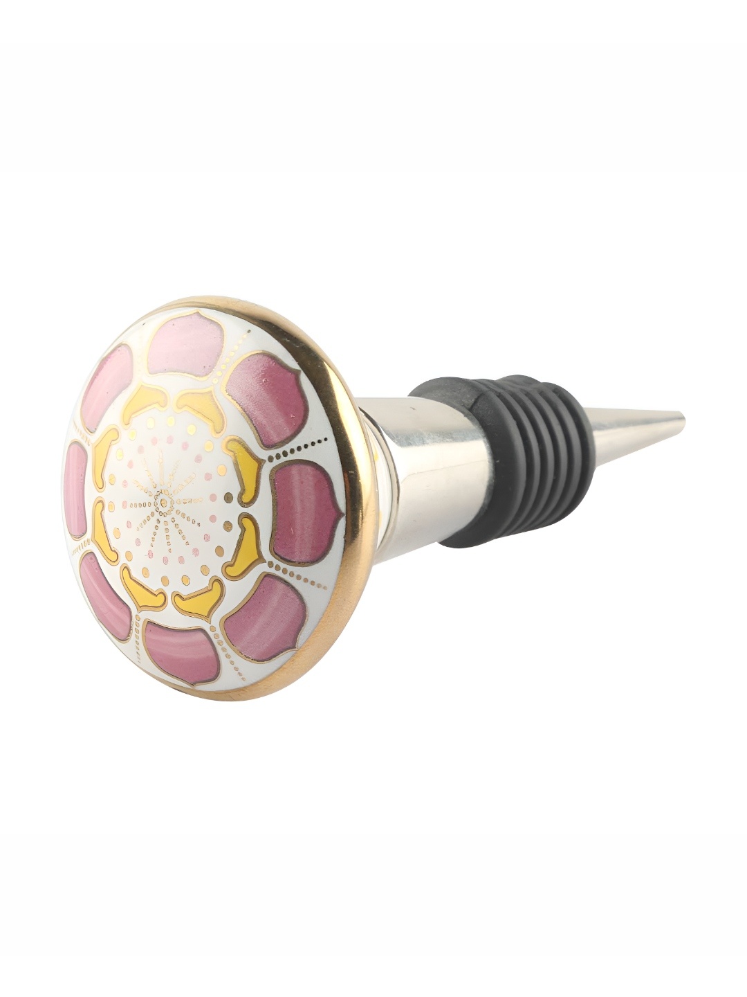 

Indianshelf Pink & White Printed Ceramic Wine Bottle Stopper