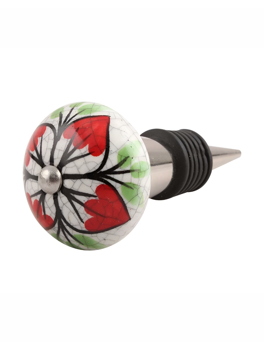 

Indianshelf Red & White Flower Printed Ceramic Wine Bottle Stopper
