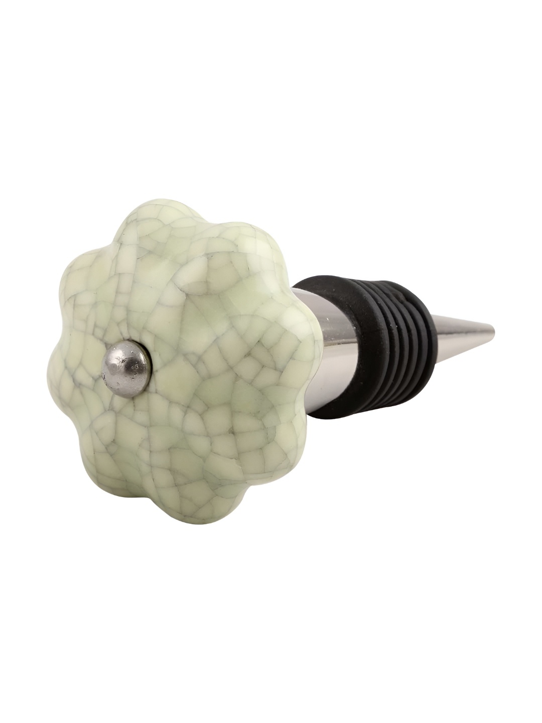 

Indianshelf Green & Silver-Toned Melon Ceramic Wine Bottle Stopper