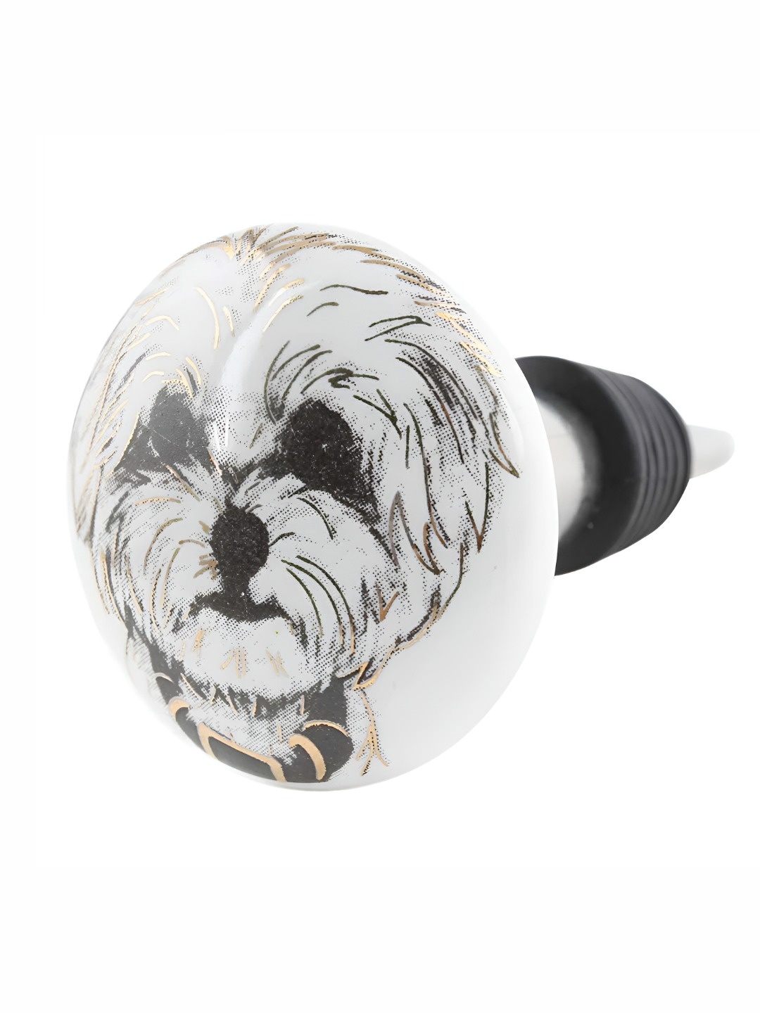 

Indianshelf White & Black Dog Printed Ceramic Wine Bottle Stopper