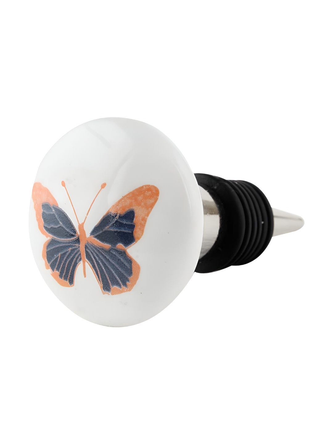 

Indianshelf White & Orange Printed Ceramic Wine Bottle Stopper