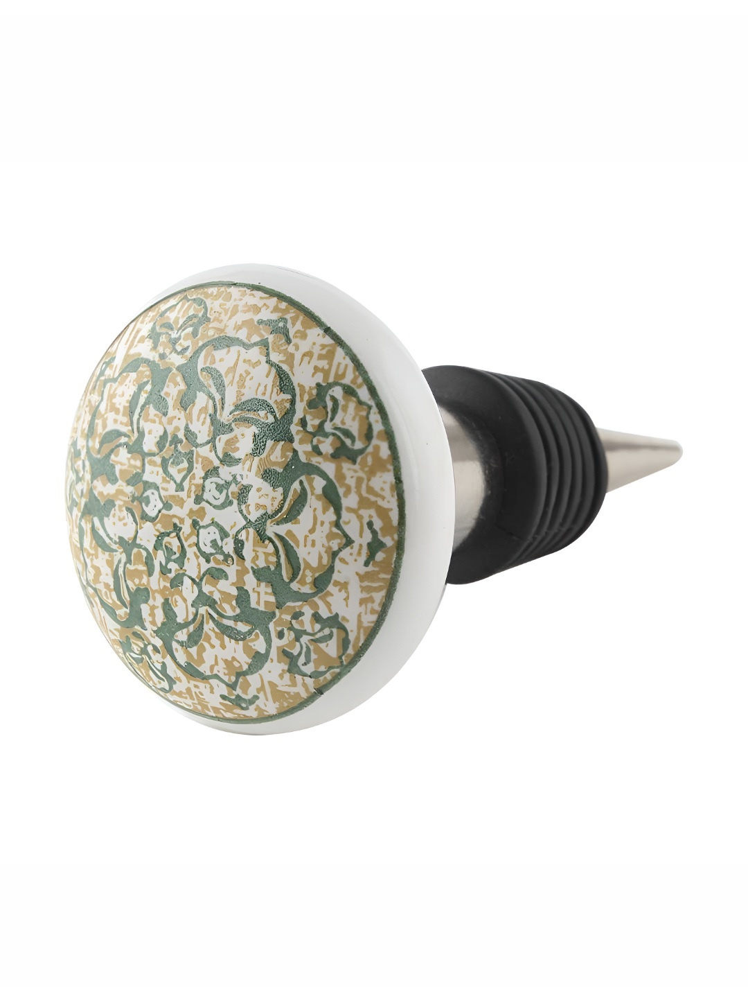 

Indianshelf Green & White Floral Printed Ceramic Wine Bottle Stopper