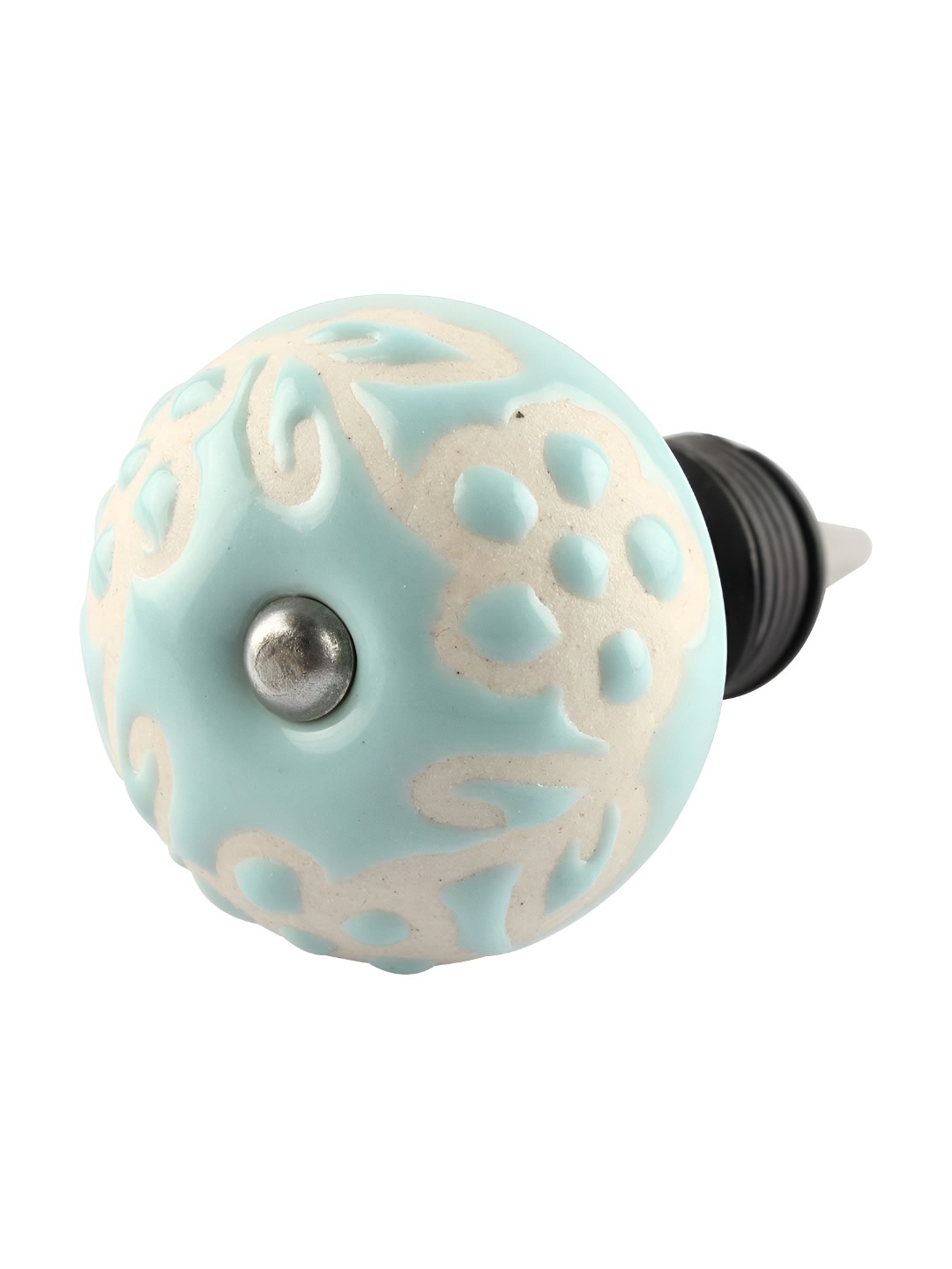 

Indianshelf Green & White Floral Textured Ceramic Wine Bottle Stopper