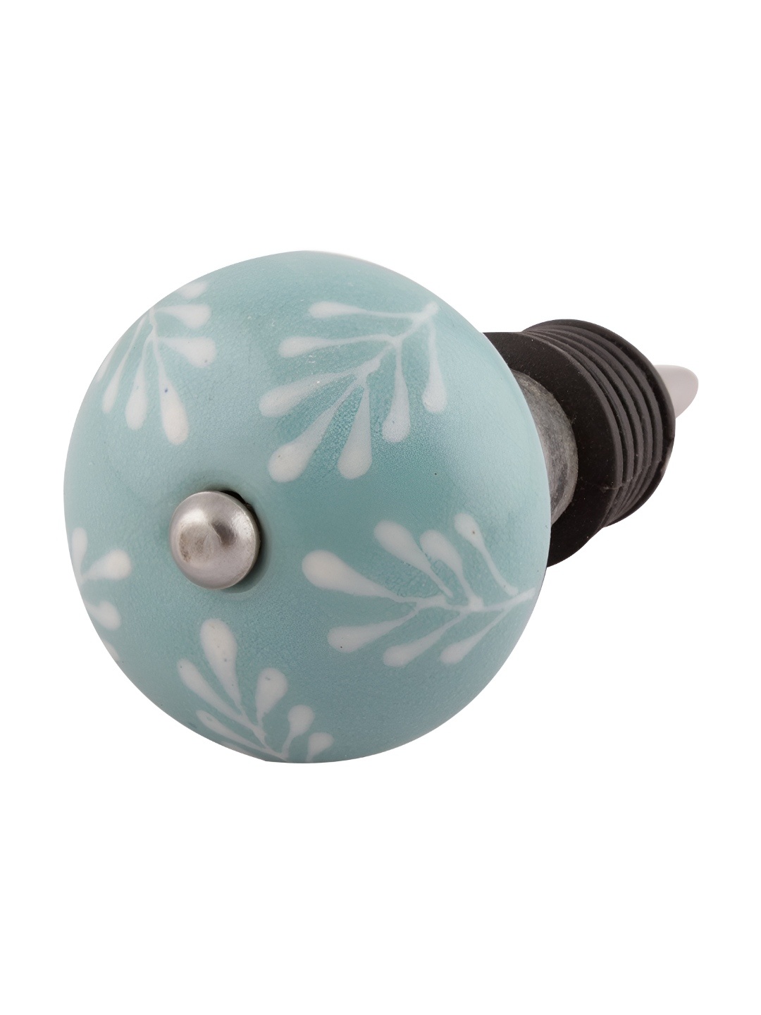

Indianshelf Green & White Printed Ceramic Wine Bottle Stopper