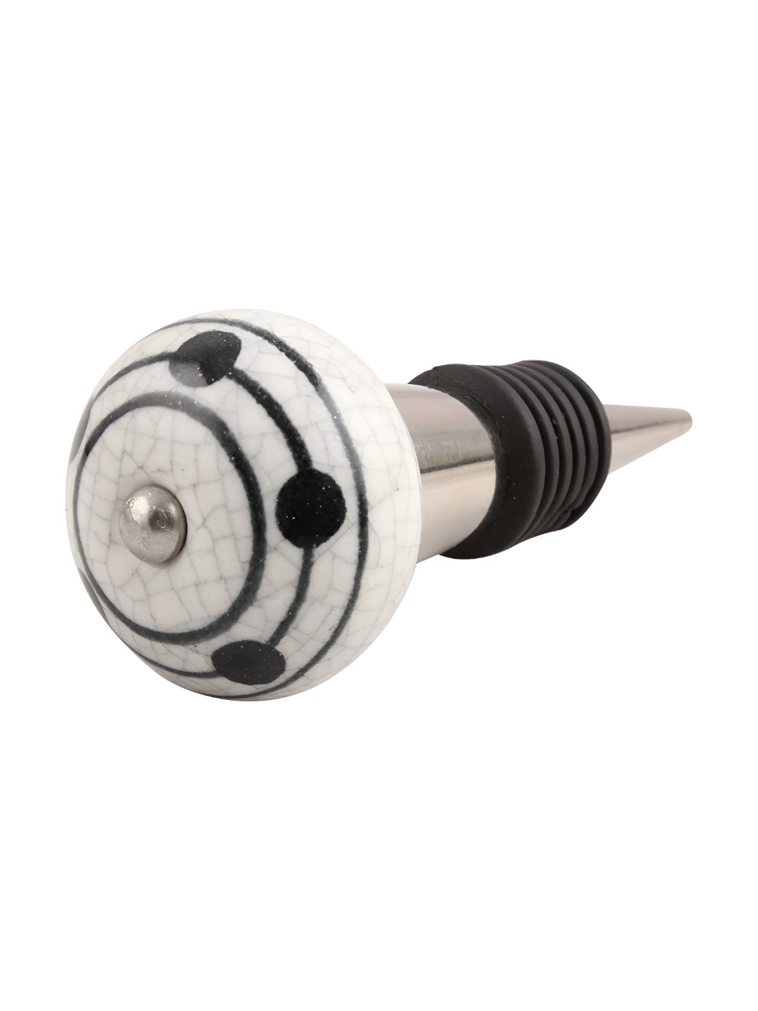 Indianshelf Black & White Printed Ceramic Wine Bottle Stopper