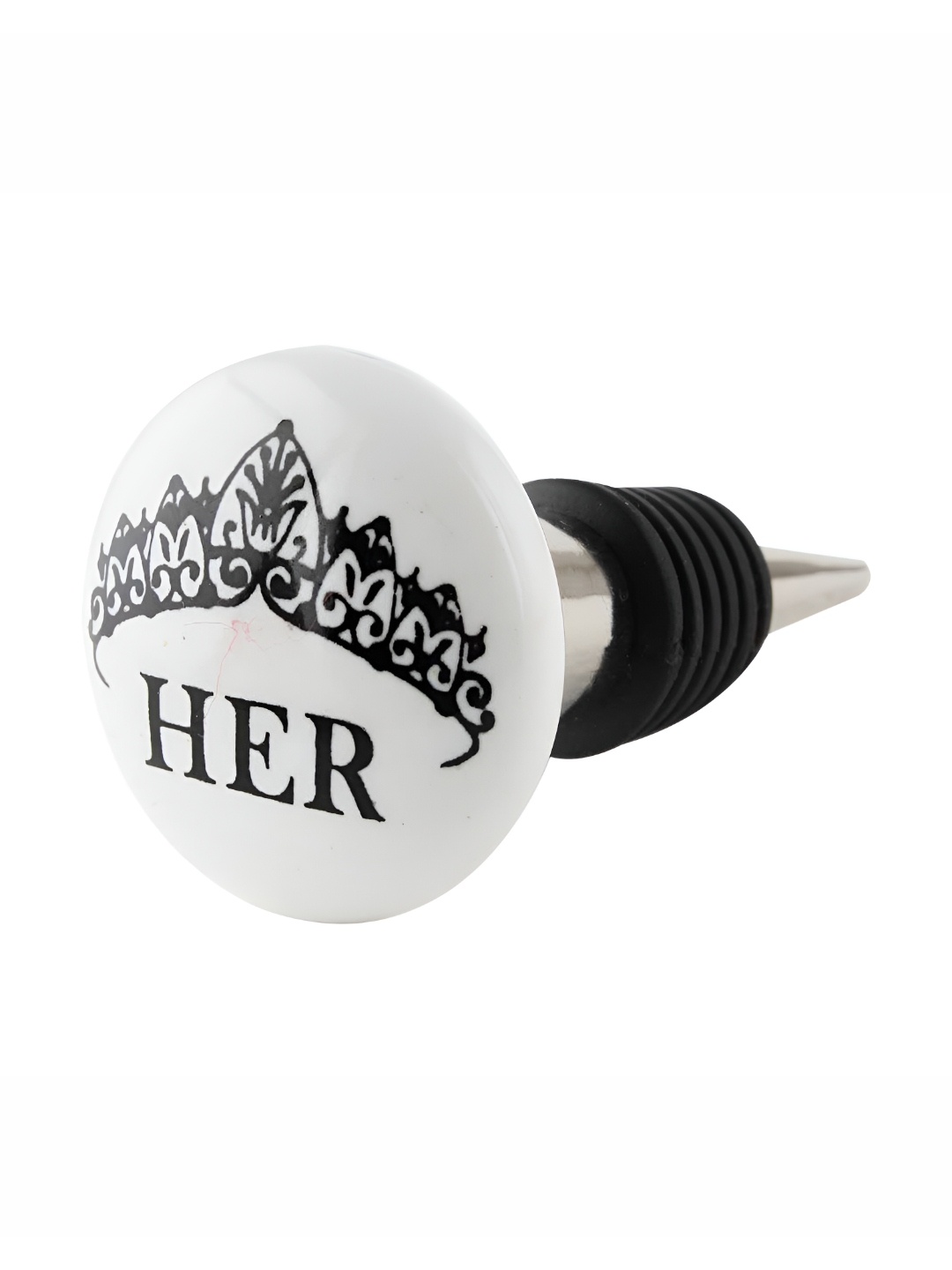

Indianshelf Black and White HER Printed Ceramic Wine Bottle Stopper