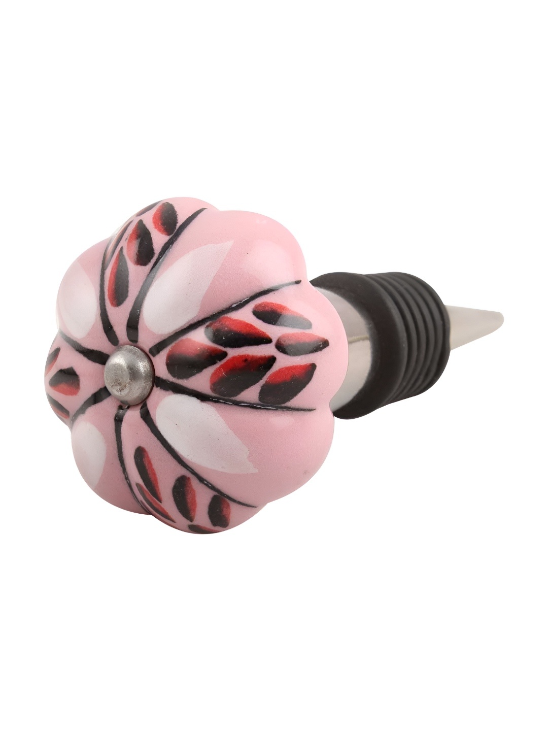 

Indianshelf Pink and White Leaf Floral Printed Ceramic Wine Bottle Stopper