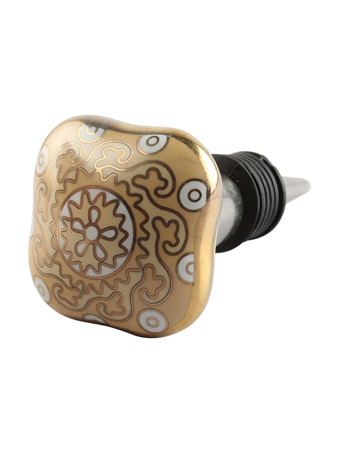 

Indianshelf Mustard & White Printed Ceramic Square Shaped Wine Bottle Stopper