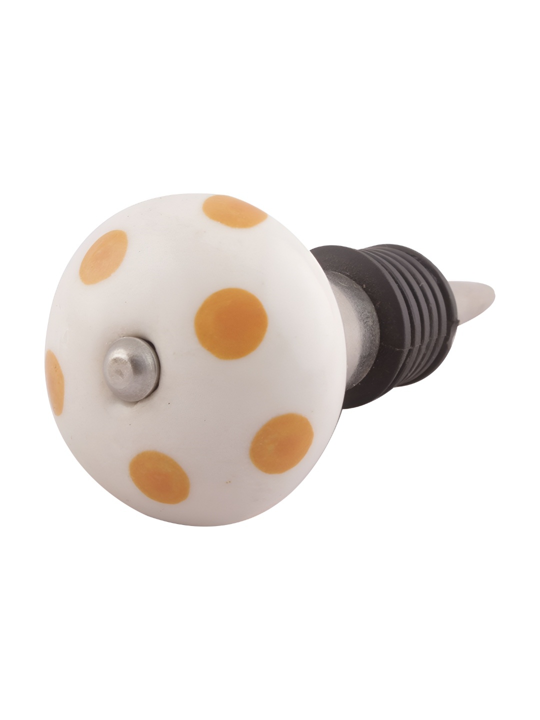 

Indianshelf Mustard Yellow and White Dotted Printed Ceramic Wine Bottle Stopper