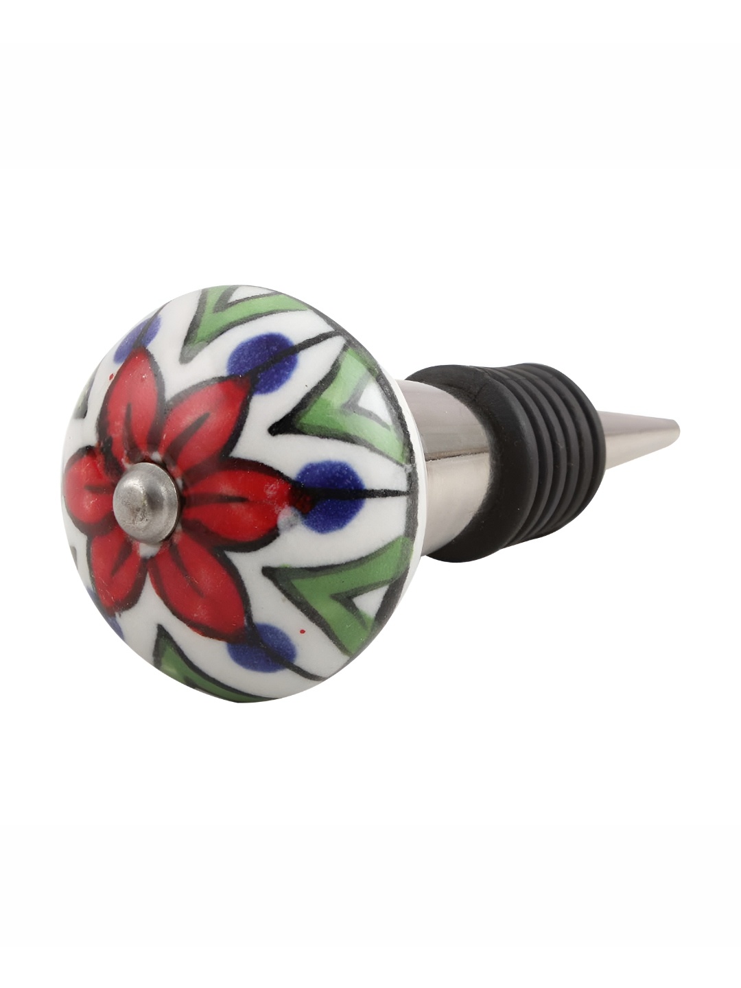 

Indianshelf White & Green Flower Airtight Wine Bottle Stopper