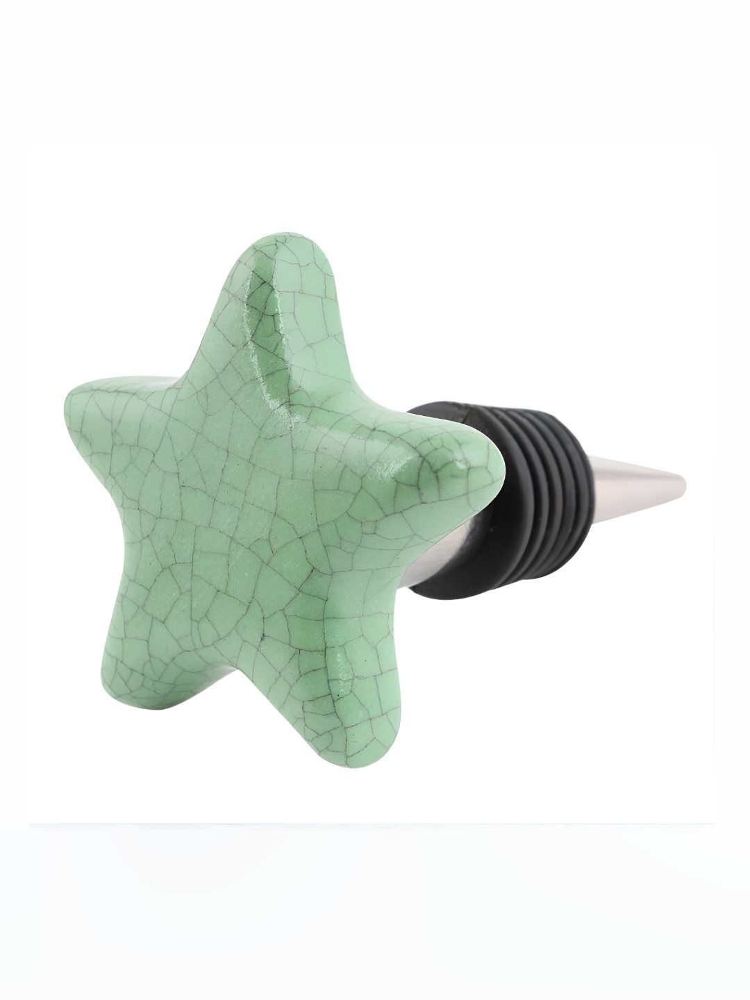 

Indianshelf Green & Silver Toned Printed Ceramic Leak-proof Wine Bottle Stopper