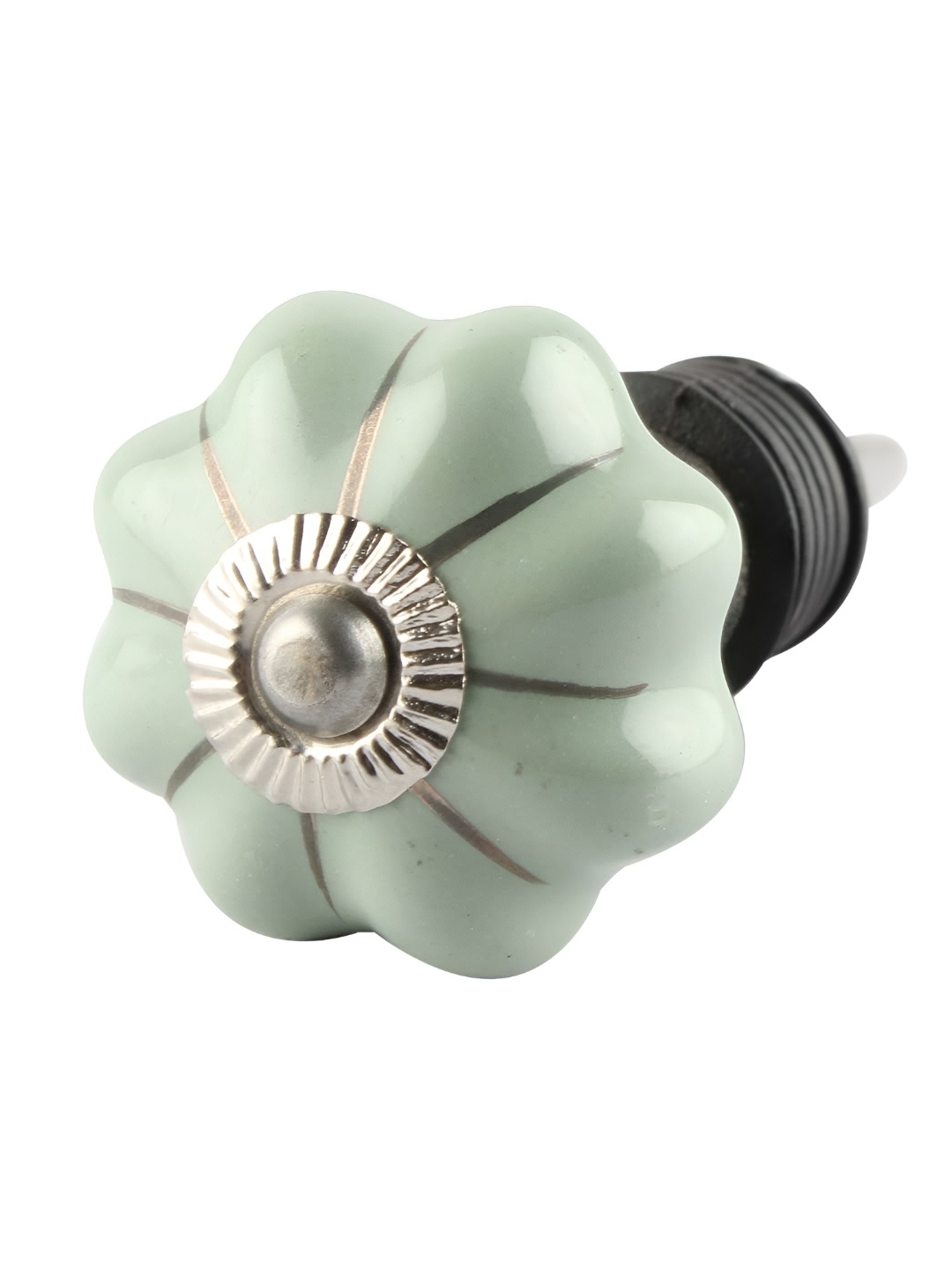 

Indianshelf Green & Silver Toned Printed Ceramic Wine Bottle Stopper