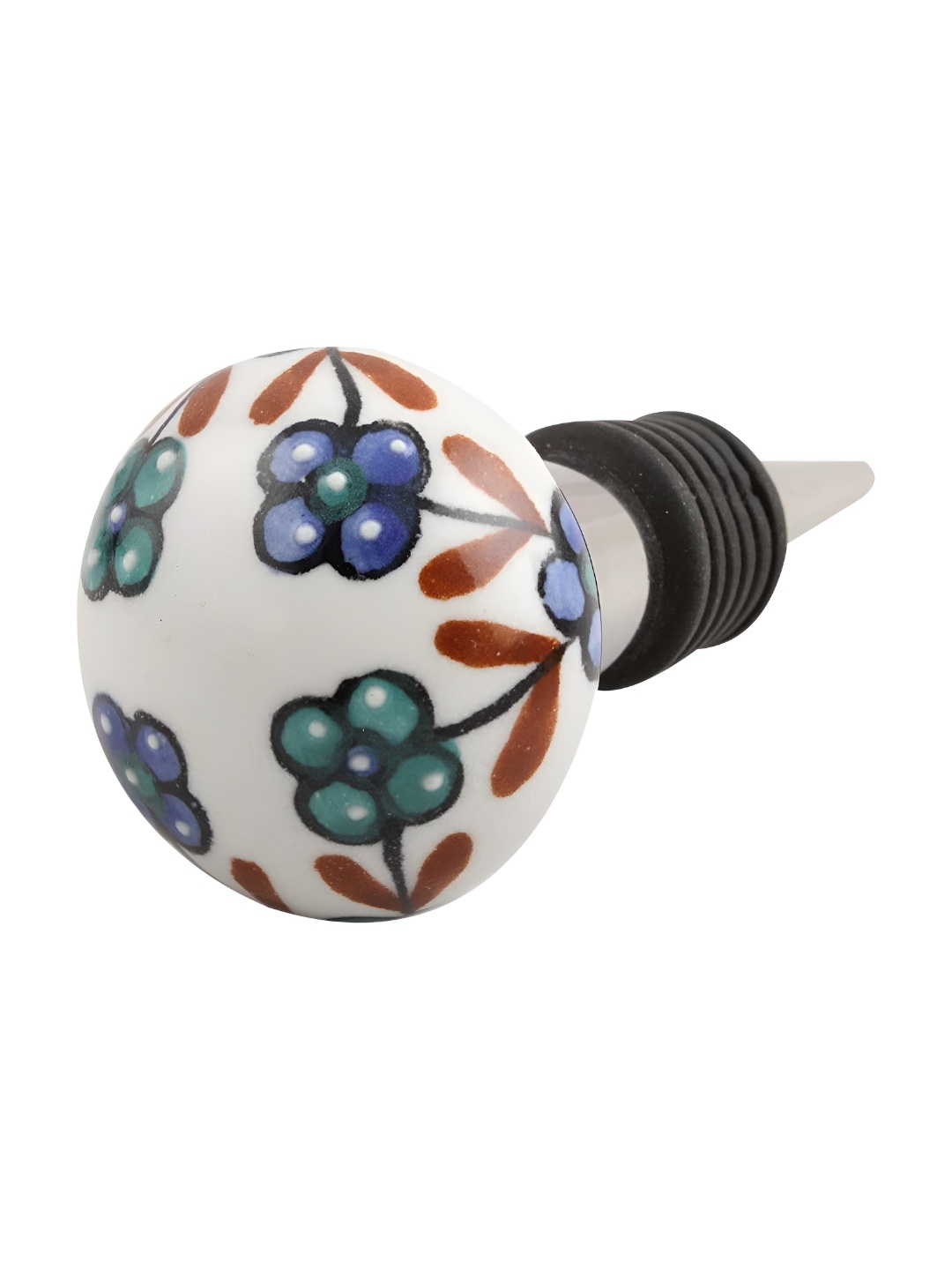 

Indianshelf White & Green Floral Printed Wine Bottle Stopper