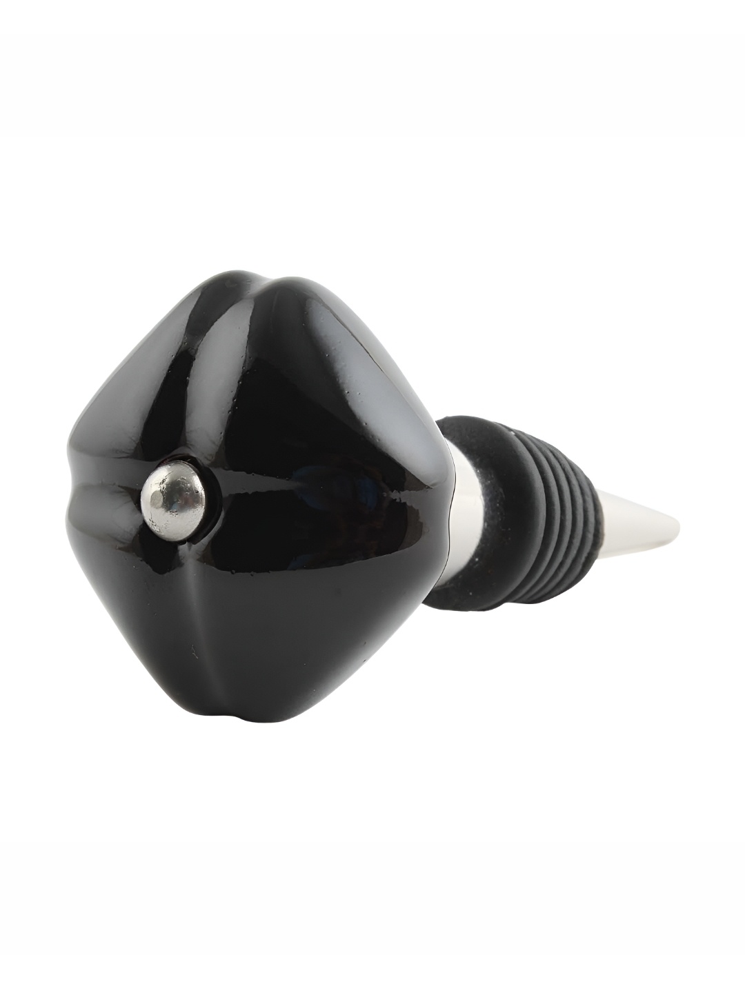 

Indianshelf Black & Silver-Toned Glossy Ceramic Wine Bottle Stopper