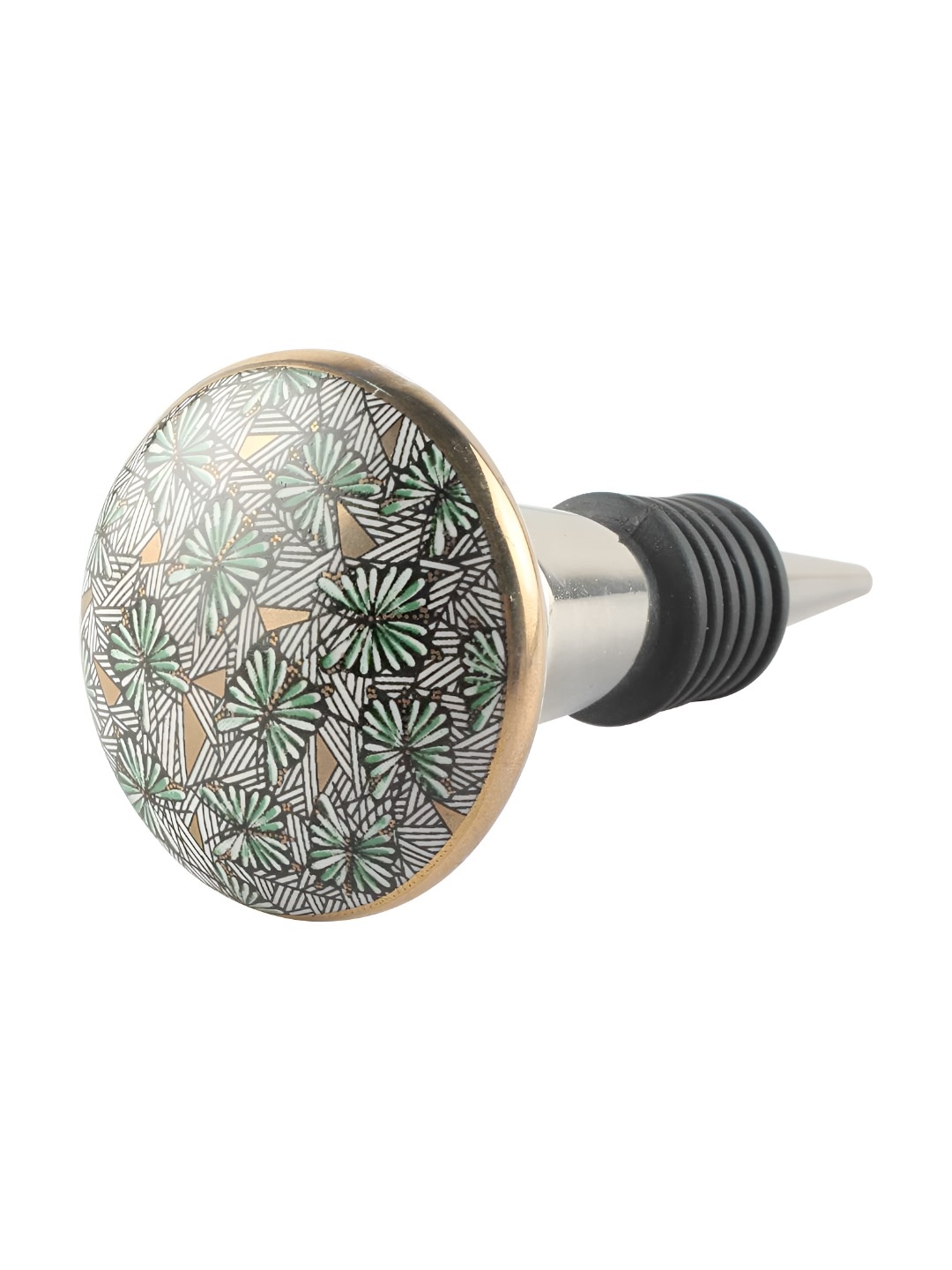 

Indianshelf Green & Brown Butterfly Printed Ceramic Leak-Proof Wine Bottle Stopper