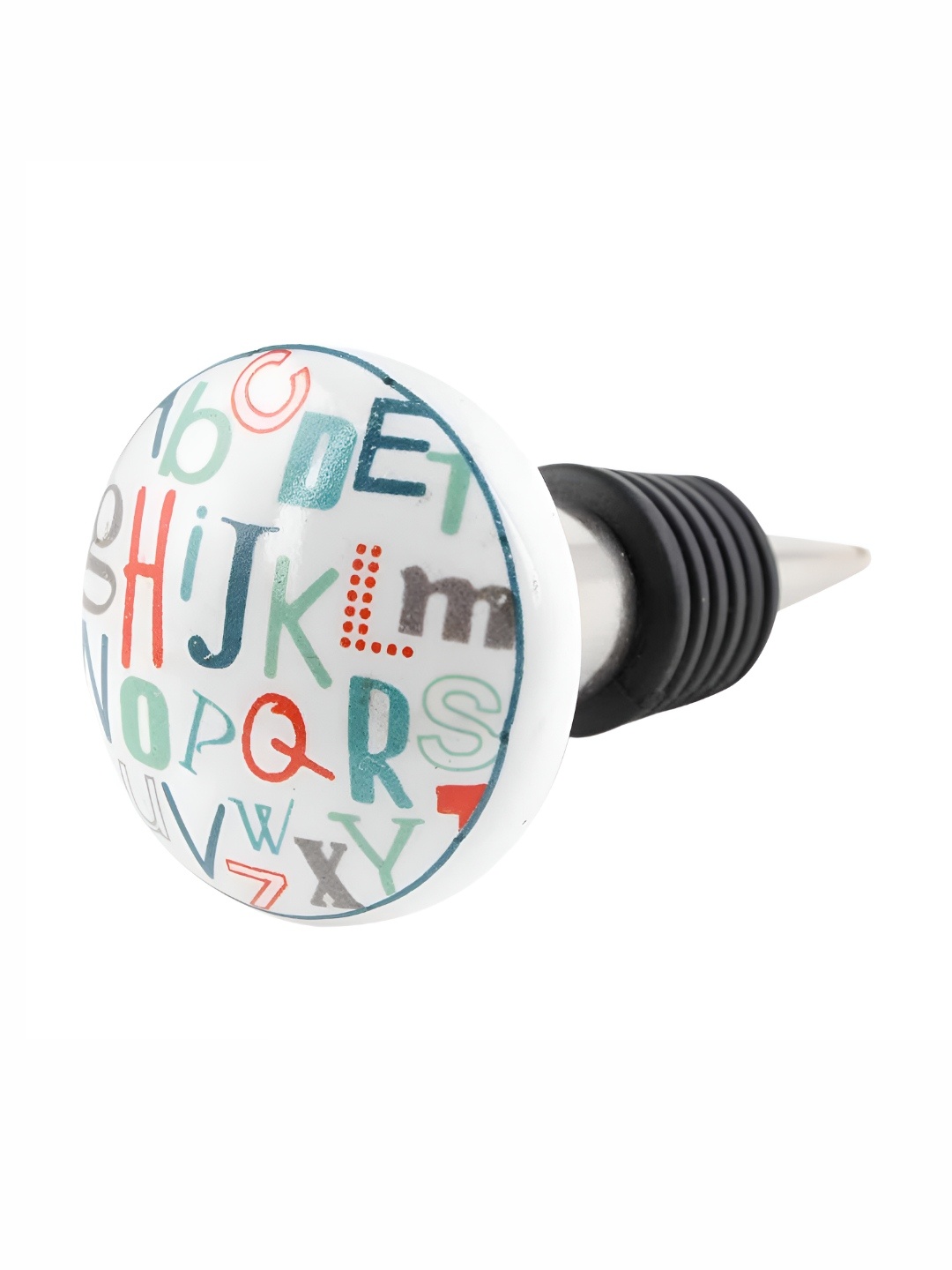 

Indianshelf White & Blue Alphabet Printed Ceramic Wine Bottle Stopper