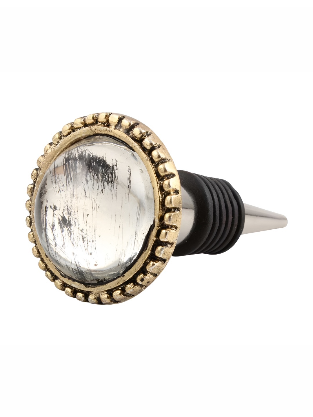 

Indianshelf Transparent & Silver-Toned Glass Christmas Wine Bottle Stopper