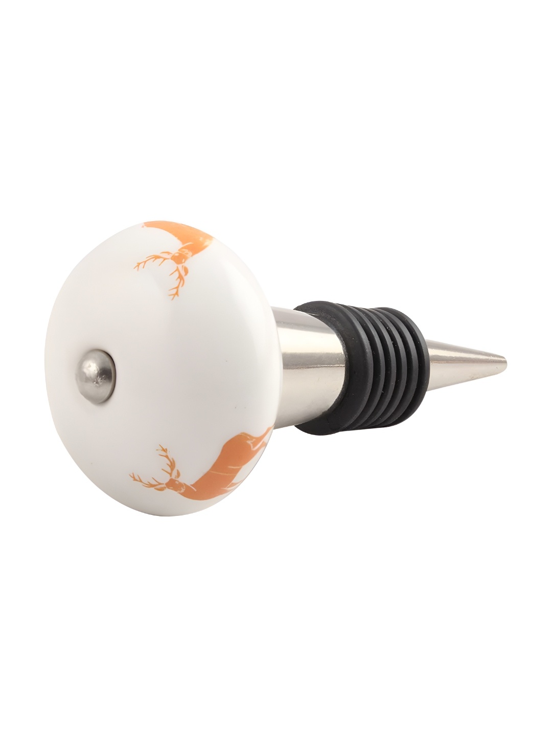 

Indianshelf Orange Colored & White Reindeer Printed Ceramic Wine Bottle Stopper