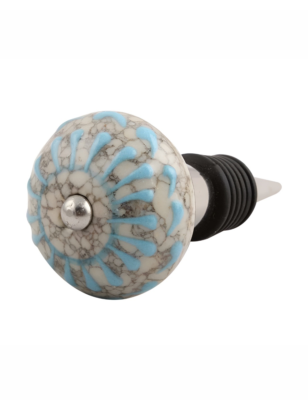 

Indianshelf Turquoise Blue & Grey Textured Ceramic Wine Bottle Stopper